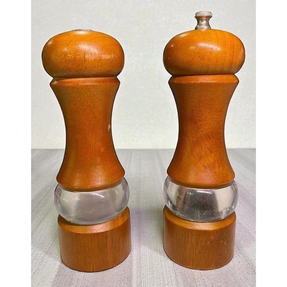 Olde Thompson Dover Salt Pepper Mill Grinder Set 7.5” Walnut Wood Acrylic